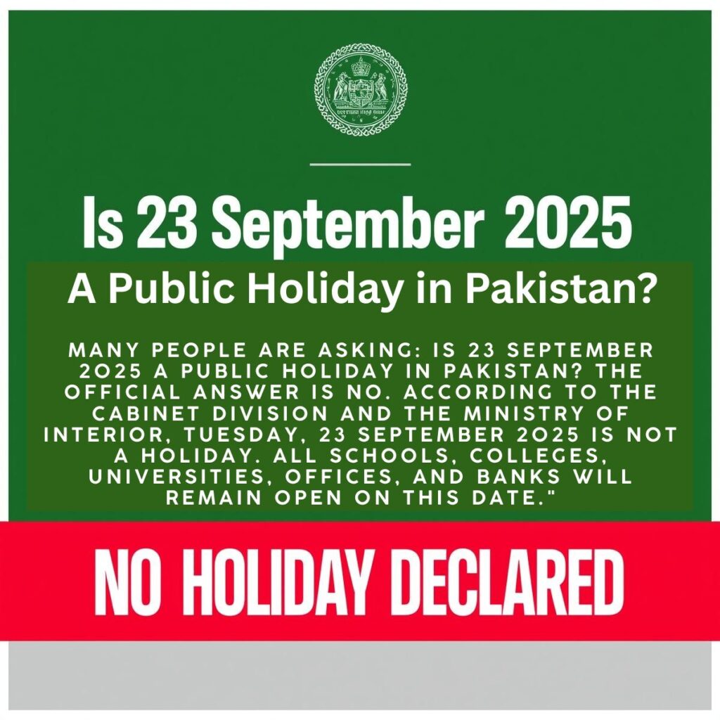 Is 23 September 2025 a Public Holiday in Pakistan