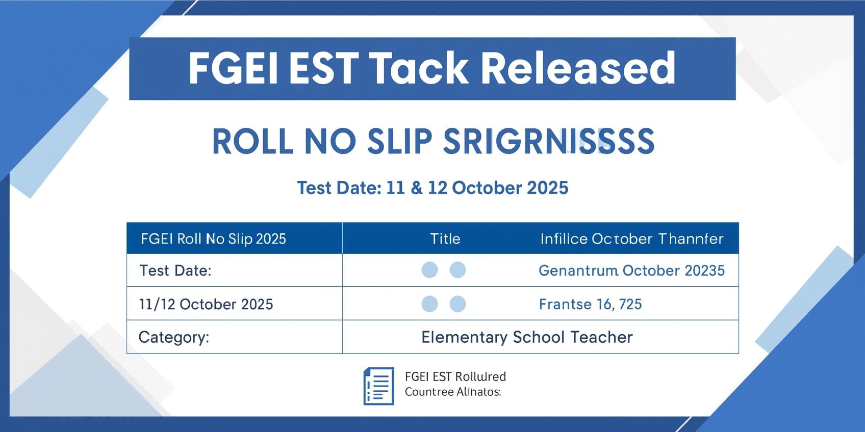 FGEI EST Roll No Slip 2025