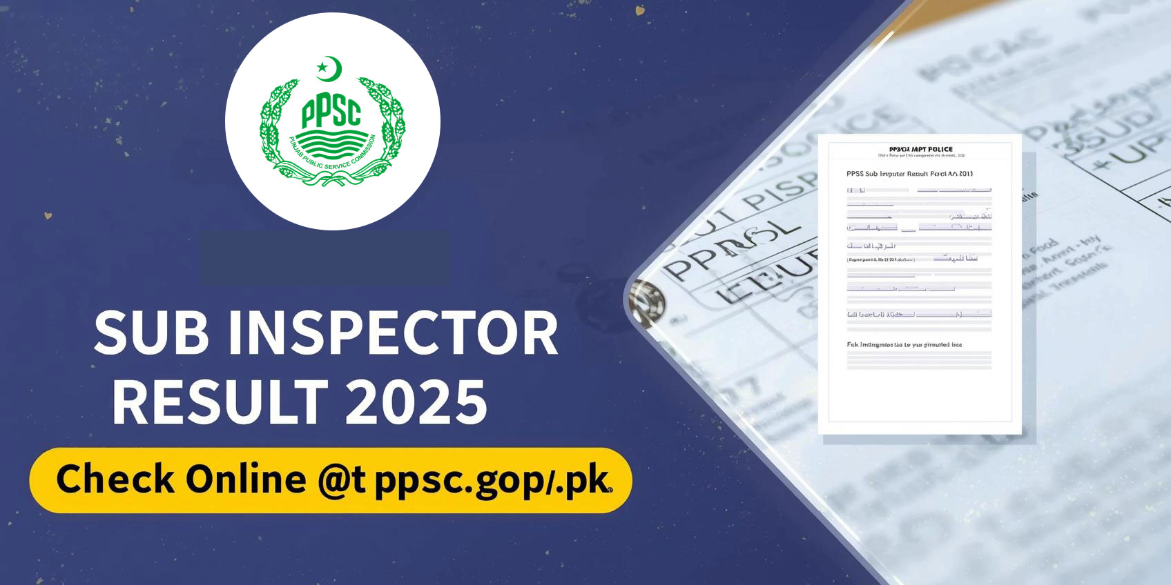 PPSC Sub Inspector Result 2025 | www.ppsc.gop.pk